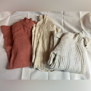 Old Navy Cream Cardigan and Sweater and Red Sweater Dress Cozy Knit Collection